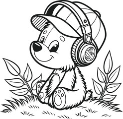  Cute Smiling Teddy Bear Colouring Image Clipart EPS Vector for Kids