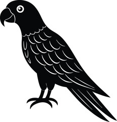 Fototapeta premium Parrot Silhouette: A simple yet striking black silhouette of a parrot, capturing the distinctive features of this iconic bird with clean lines and artistic flair.