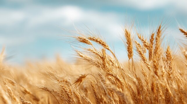 The Golden Wheat Field Under a Clear Blue Sky in Summer