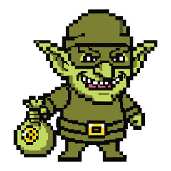 Fototapeta premium Pixel Art Goblin Thief: 8-Bit Bandit Illustration