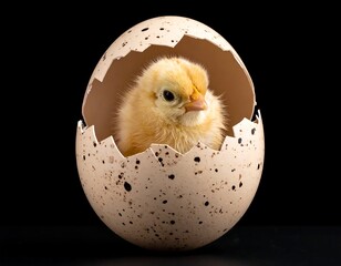 Baby chick emerging from egg