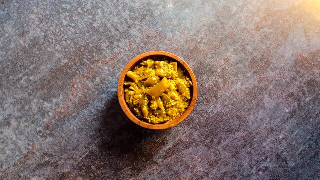 Indian traditional green chili pickle