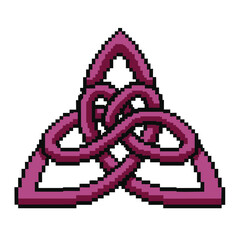 Pixel Art Triquetra Knot: Celtic Symbol Design Element