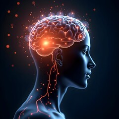 Obraz premium 3D Render of Glowing Human Brain
