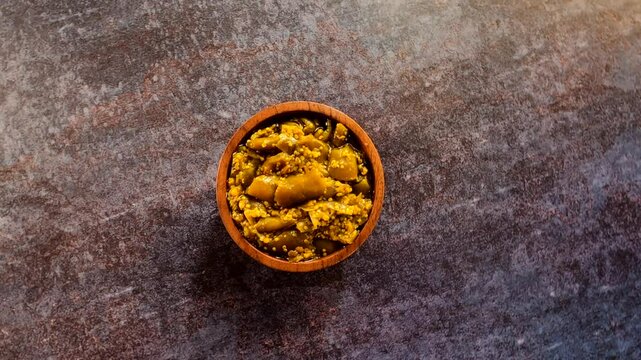 Indian traditional green chili pickle