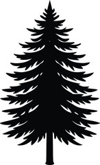 Fototapeta premium Evergreen Silhouette: A minimalist silhouette of a majestic evergreen tree stands tall, its branches reaching skyward, symbolizing resilience and the enduring beauty of nature.