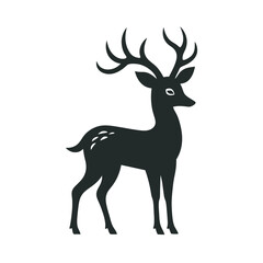 Wild Buck With Developing Antlers Silhouette