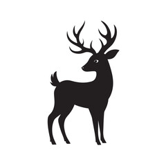 Young Buck With Small Antlers Silhouette