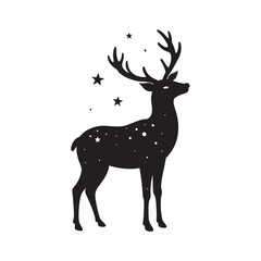 Celestial Scene With Deer Silhouette