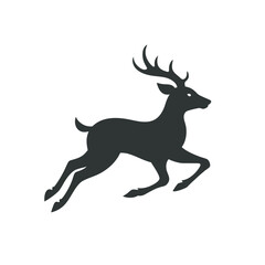 Deer Running Across Grassy Field Silhouette