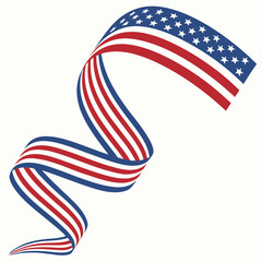 wavy ribbon with american flag color. abstract banner design  and vector illustration.
