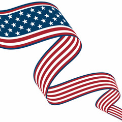wavy ribbon with american flag color. abstract banner design  and vector illustration.