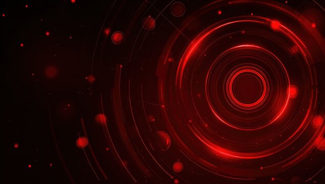 Glowing red digital technology background vector presentation design with circular shapes and a black color scheme Generative AI