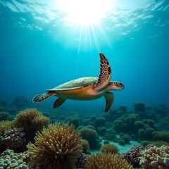 Fototapeta premium coral reef and diver