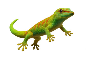 Obraz premium Vibrant Gold Dust Day Gecko on transparent backdrop, isolated animal shot.