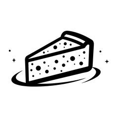 Minimal slice of cheesecake in playful icon style for web stickers and digital menu illustrations - concept of dessert and cute UI elements