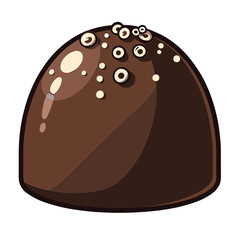 Round chocolate truffle with decoration dots in color vector style for artisan branding and dessert packaging - concept of luxury sweets and gourmet food