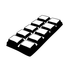Minimal black and white chocolate bar icon with clean lines for UI elements and snack branding - concept of sweets and simplicity
