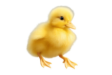 Obraz premium Adorable yellow duckling isolated on a transparent background, cute chick