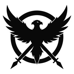 Vector illustration of an eagle with a logo sword