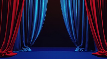 Fototapeta premium Velvet Curtains: A Dramatic Stage Setting