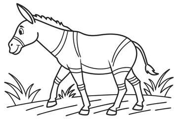 coloring page line art the donkey black vector