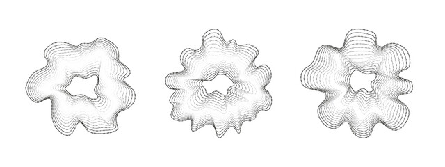 Sound iridescent circular waves. Abstract vector black wavy circles. Minimalistic sound lines, radial spectrum. Cover for music poster and banner.