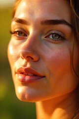 Radiant Glowing Skin Close-Up Naturally Beautiful Complexion in Soft Sunlight, Perfect for Beauty and Wellness Marketing