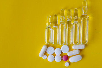 The yellow background emphasizes the purity and effectiveness of medical preparations – clear...