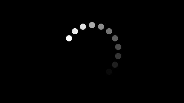 Refresh icon neon glowing line isolated animation. loading white circle icon on black background. Circle on center place for your logo and text.