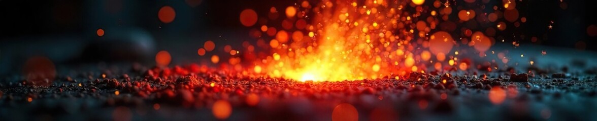 Glowing Red Hot Metal Forge Intense Heat and Sparks, Powerful Energy, Industrial Setting
