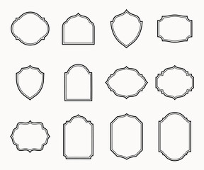 Set of 12 Vintage Decorative Frame and Label Outline Designs