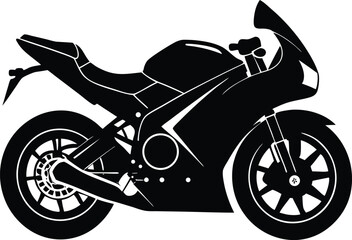 Sleek Black Sports Motorcycle Silhouette for Speed and Adventure