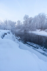 A frosty day on the river in winter