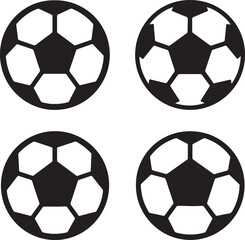 Fototapeta premium Black and White Soccer Balls: Vector Illustration Set of Four