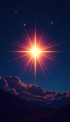 Intense Summer Star Shining Bright in Twilight Sky - Perfect for Astronomy, Night, and Celestial Themes