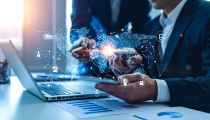 Business team collaborating on digital project