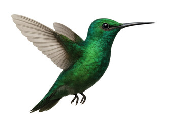 Fototapeta premium Emerald Green hummingbird isolated on a transparent background, elegant pose
