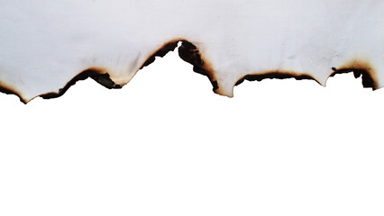 real Burned Paper Edge, Grunge Texture, top side, Isolated on Transparent Background, ideal for design elements