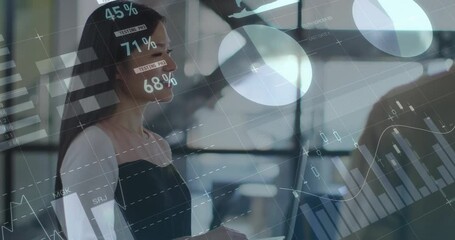 Technician raising scanner toward woman holding tablet while updating tech assessment data overlays - Powered by Adobe