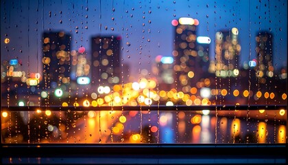 Fototapeta premium City lights through rain