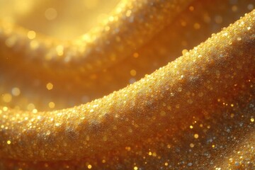 Luxurious Golden Threads Close-up of Intricately Woven Shimmering Yarn with Rich Warm Tones, Exhibiting Opulence and Elegance.