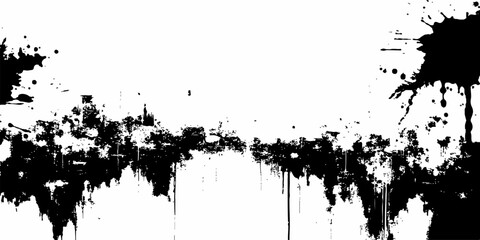 Splattered ink halftone texture with rough, random textures and dynamic grunge smears vector illustration