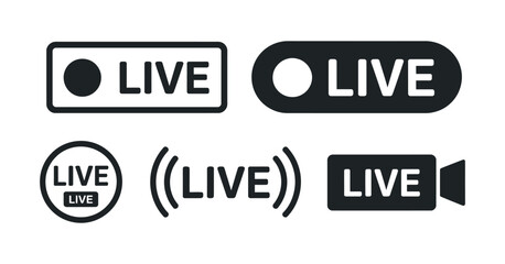 Set of Live Streaming Icons vector illustration of an white background with hearts