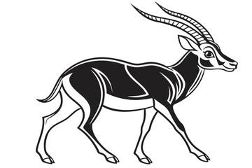 coloring page line art the antelope black vector