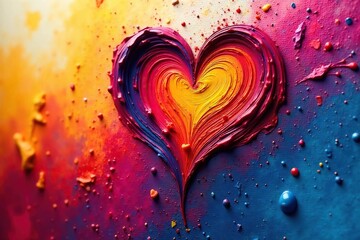 Vibrant Abstract Painting Close-up of Swirling Paintbrush Strokes Expressing Passion and Artistic Love