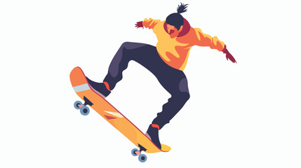 Obraz premium Dynamic Man Leaping from Springboard: Active, Energetic, Vector Illustration, Isolated White 