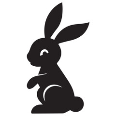 Obraz premium Minimal Silhouette Rabbit Logo Vector Illustration – Clean Flat Design Bunny Icon in Black and White – Simple, Editable Animal Graphic for Nature, Pet, Easter, and Wildlife Branding Projects