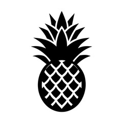 Obraz premium Tropical fruit pineapple summer food sweet healthy vector icon silhouette