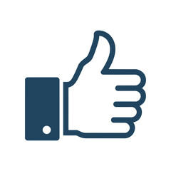 Hand with Thumb Up Icon vector illustration of an white background with hearts
